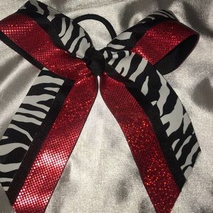 Cheer bow red and zebra